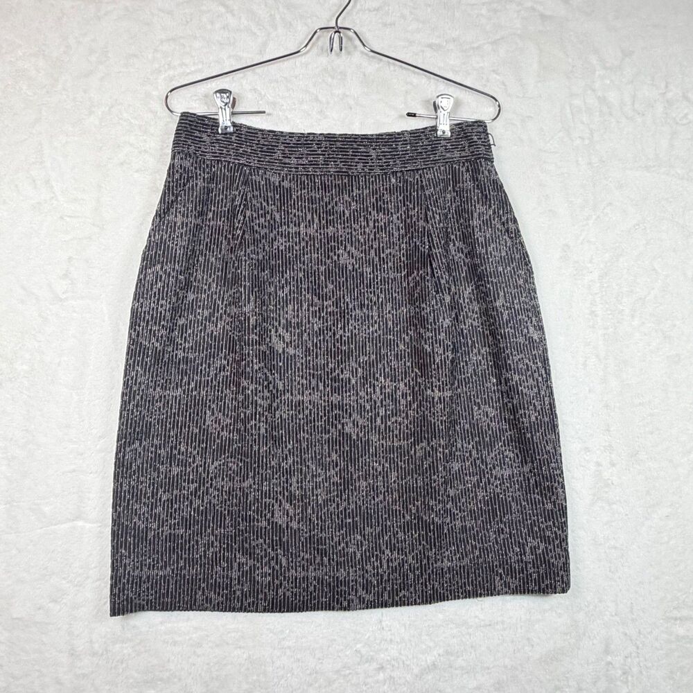Classiques Entier Womenโs Textured Black White Skirt Pockets Lined Size 8